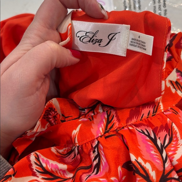 Eliza J Red and Pink Floral Kids Dress - Picture 3 of 4